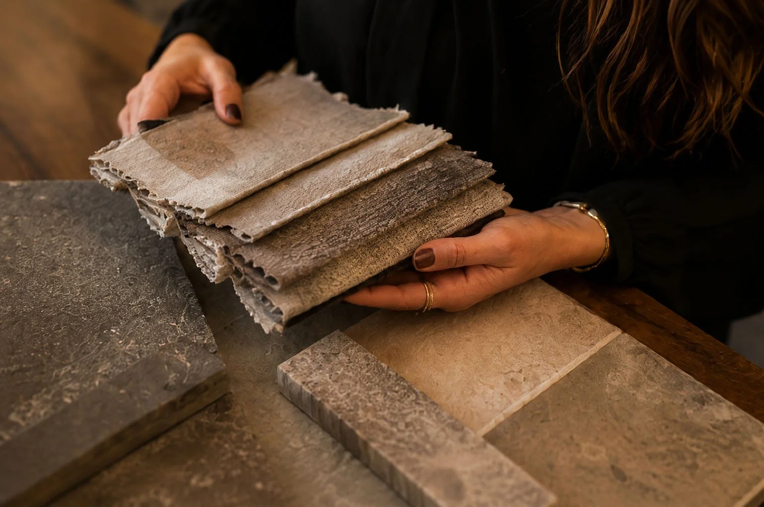 Materialprover hos Hemisfär inredare i Malmö