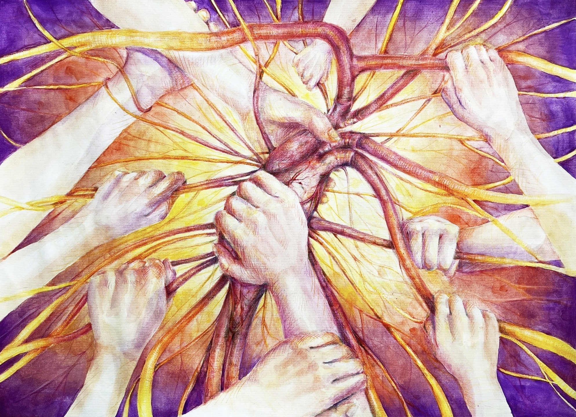 Infinite Ties (Watercolor and colored pencil 24" x 30")