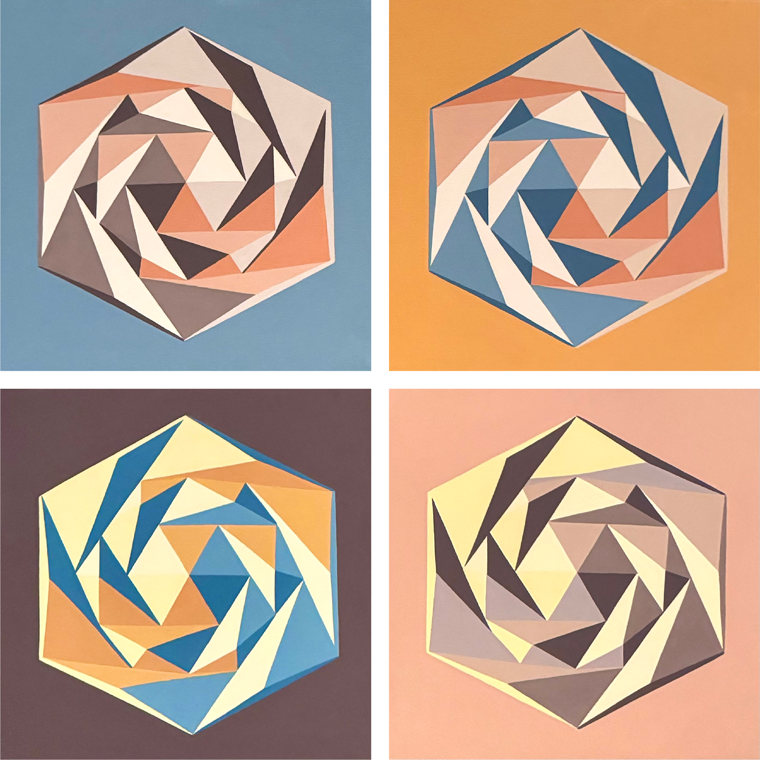 Kaleidoscopic Sunset (12in x 12in each)