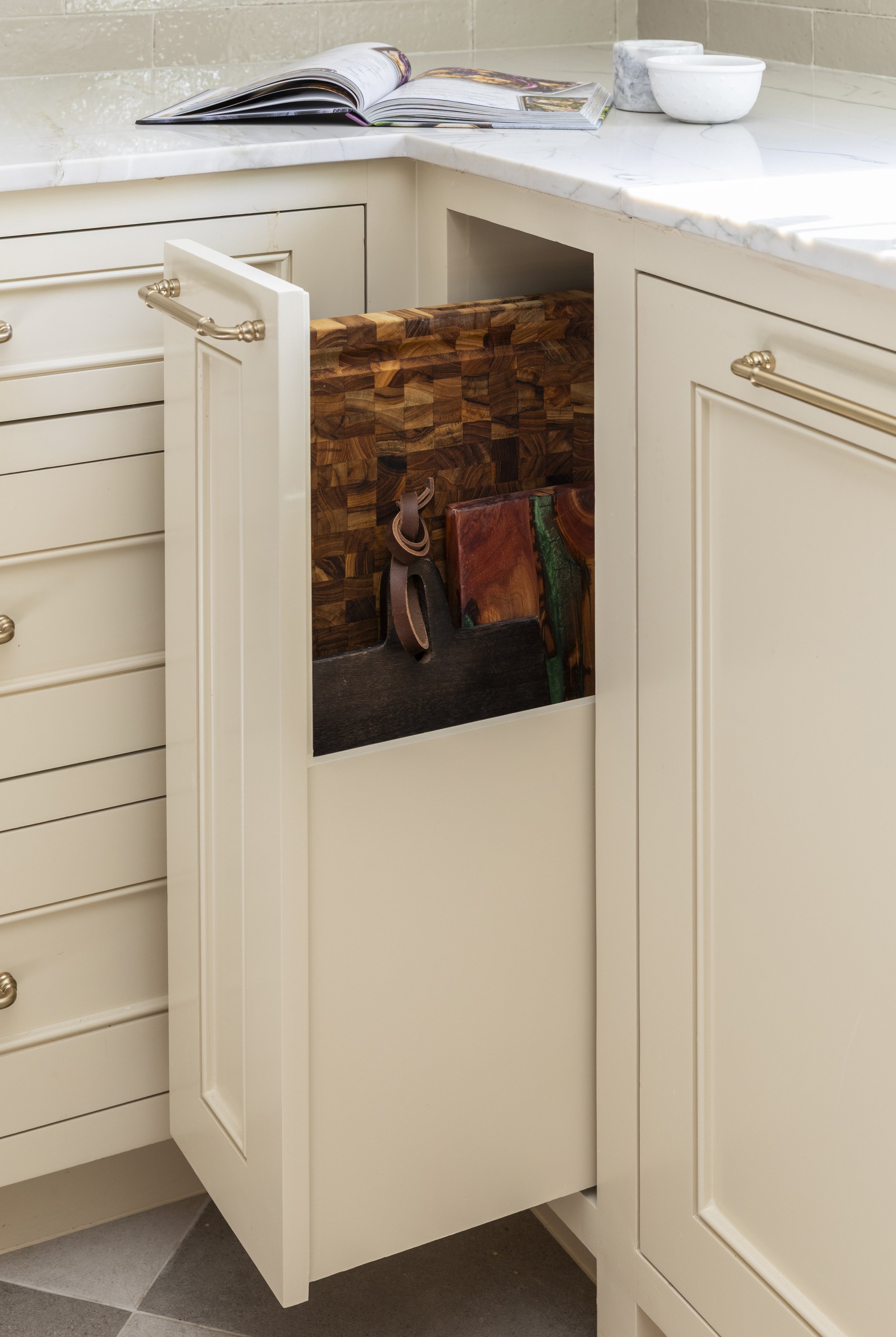 Paula Dixon Design maximizes kitchen storage solutions. 