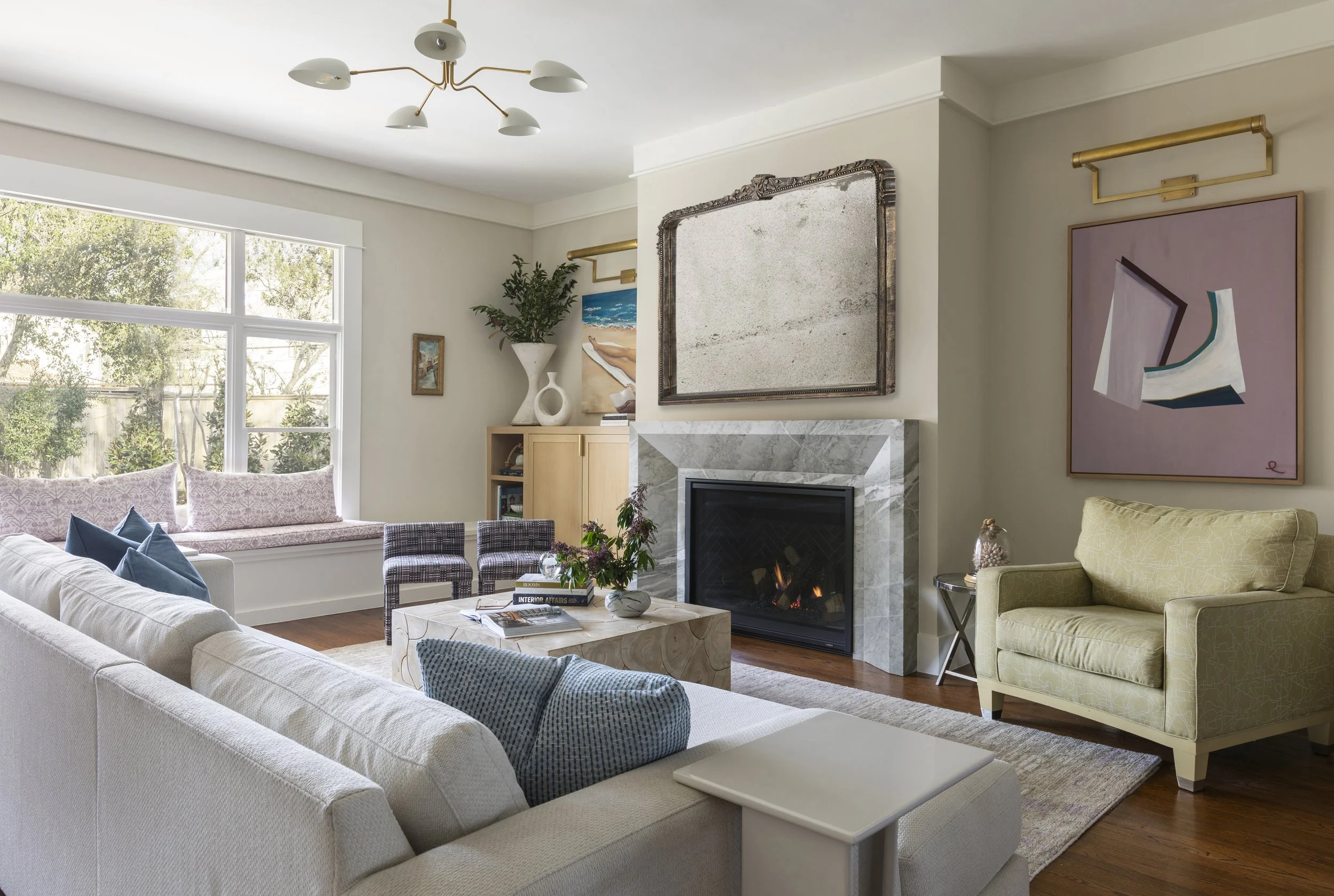 living room with colorful accents
