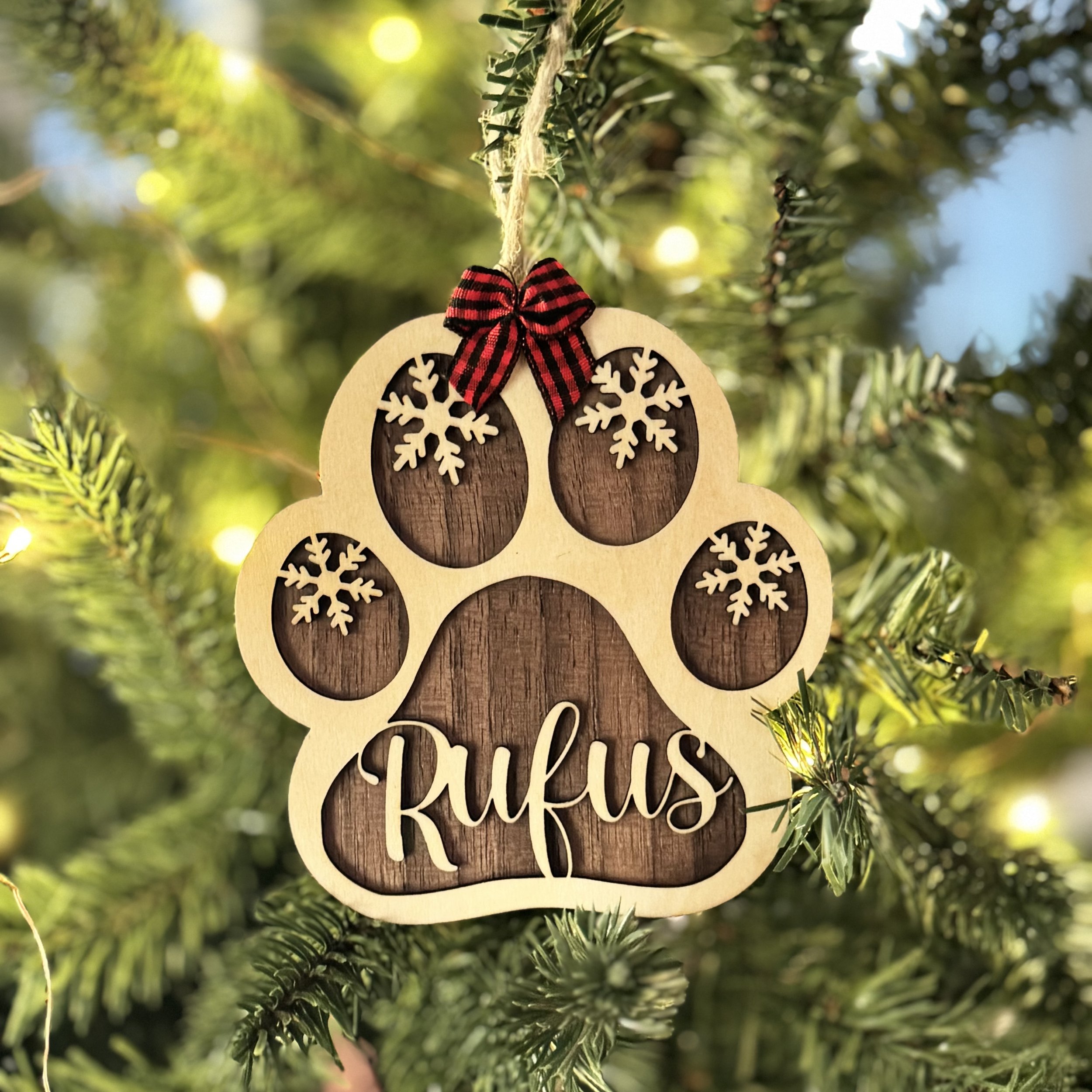 Personalized Paw Print Holiday Ornament