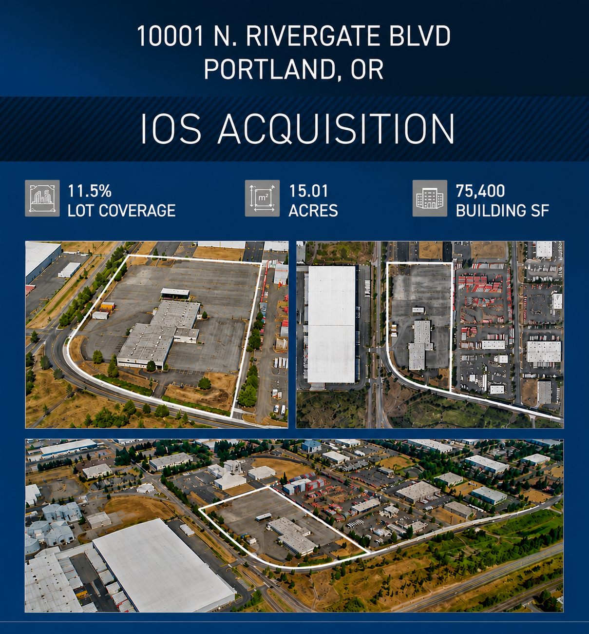 PACIFIC IOS VENTURES ACQUIRES 15-ACRE INDUSTRIAL PROPERTY IN PORTLAND'S RIVERGATE DISTRICT