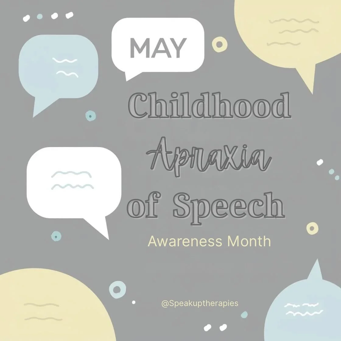 May is Childhood Apraxia of Speech Awareness Month (CAS)🗣️

Before the month ends, let&rsquo;s talk about what it is &amp; how it can be treated! 

✨What is it? ✨

CAS is a motor speech disorder that affects how a child plans &amp; produces sounds t