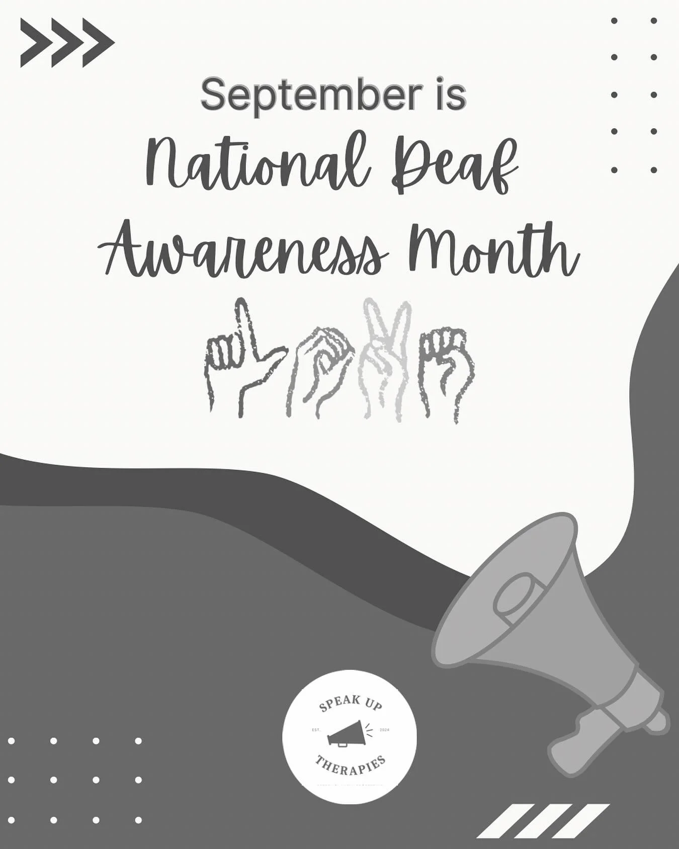 Speak up Therapies is speaking out about National Deaf Awareness Month! 🗣️

In Leviticus 19:14, God calls us to &ldquo;not curse the deaf or put a stumbling block before the blind, but you shall fear your God. I am the Lord.&rdquo;

Everyone is crea