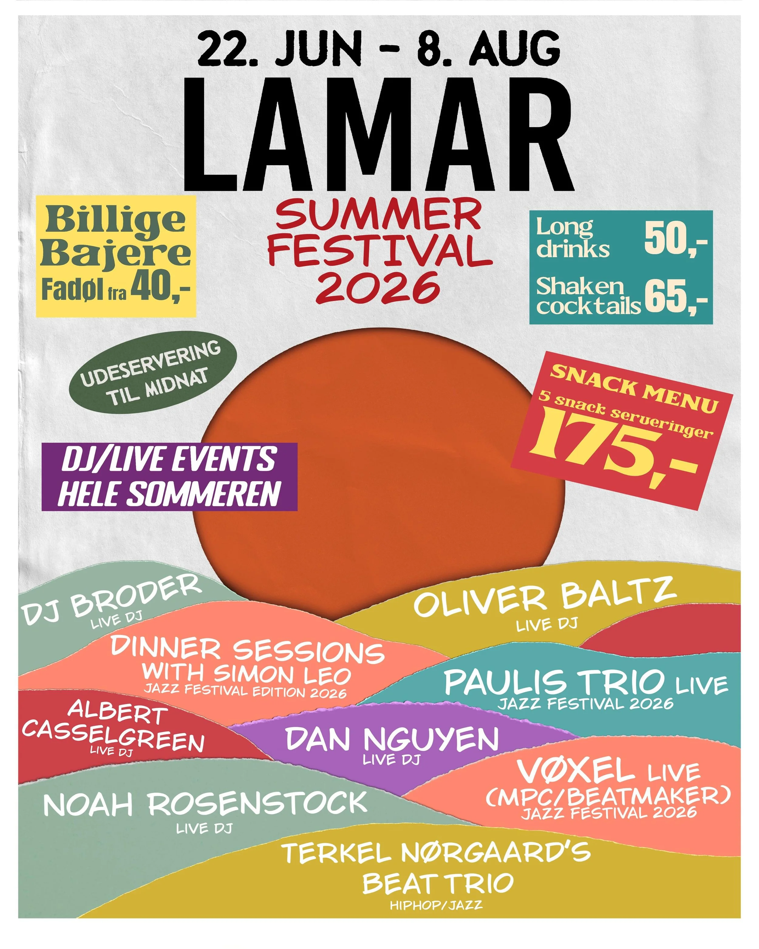 S&aring; for satan &ndash; vi g&oslash;r det sgu igen 🪩☀️

LAMAR Sommerfestival 2026
22. juni &mdash; 8. august

Ligesom sidste &aring;r kommer sommeren p&aring; Gl. Kongevej 27 til at handle lidt mindre om lange middage&hellip;
og lidt mere om kold