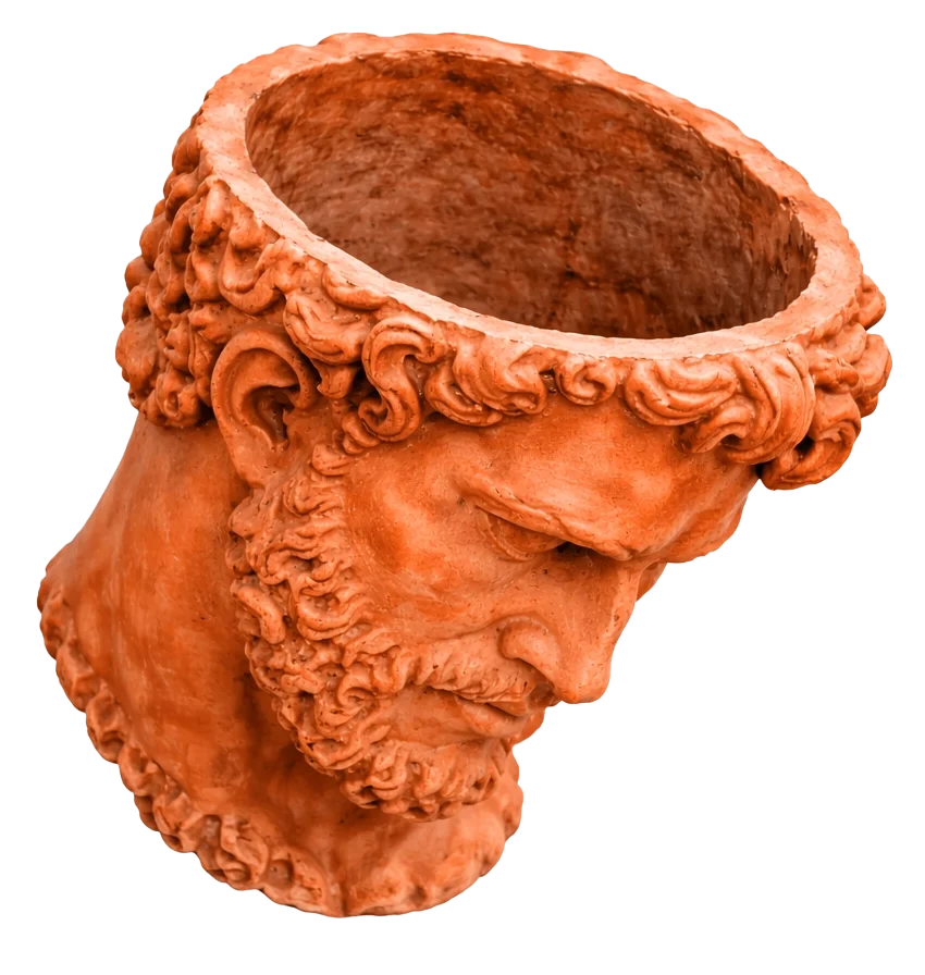 Tête de statue orange ouverte pour illustrer l’étape de compréhension dans la méthode CORP de refonte d’identité visuelle stratégique.