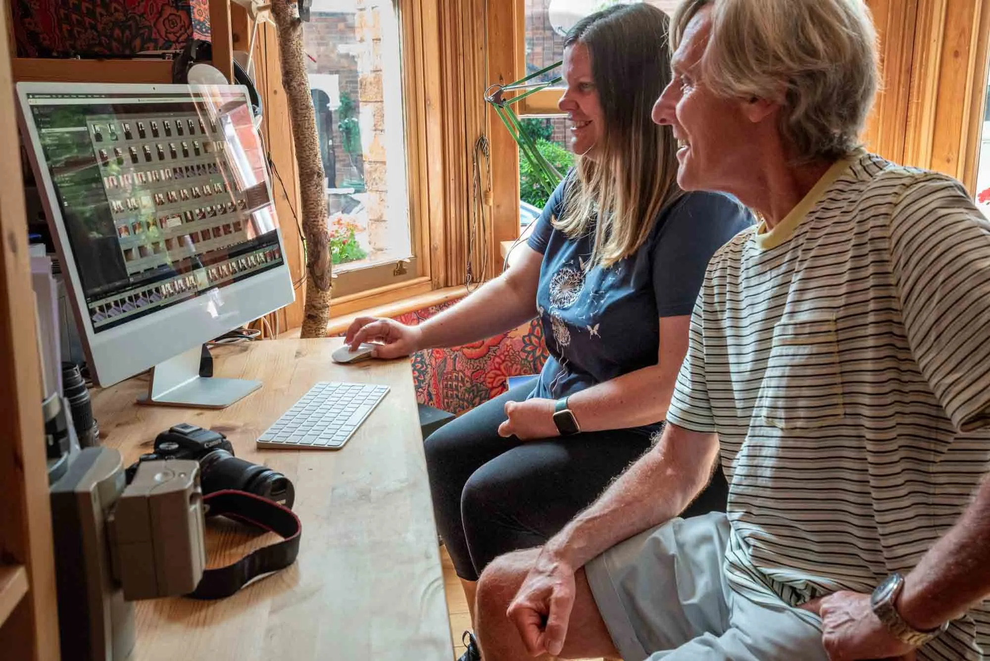 Ali Rhodes having 1-2-1 Adobe Lightroom tuition on iMac with Owen Boyd