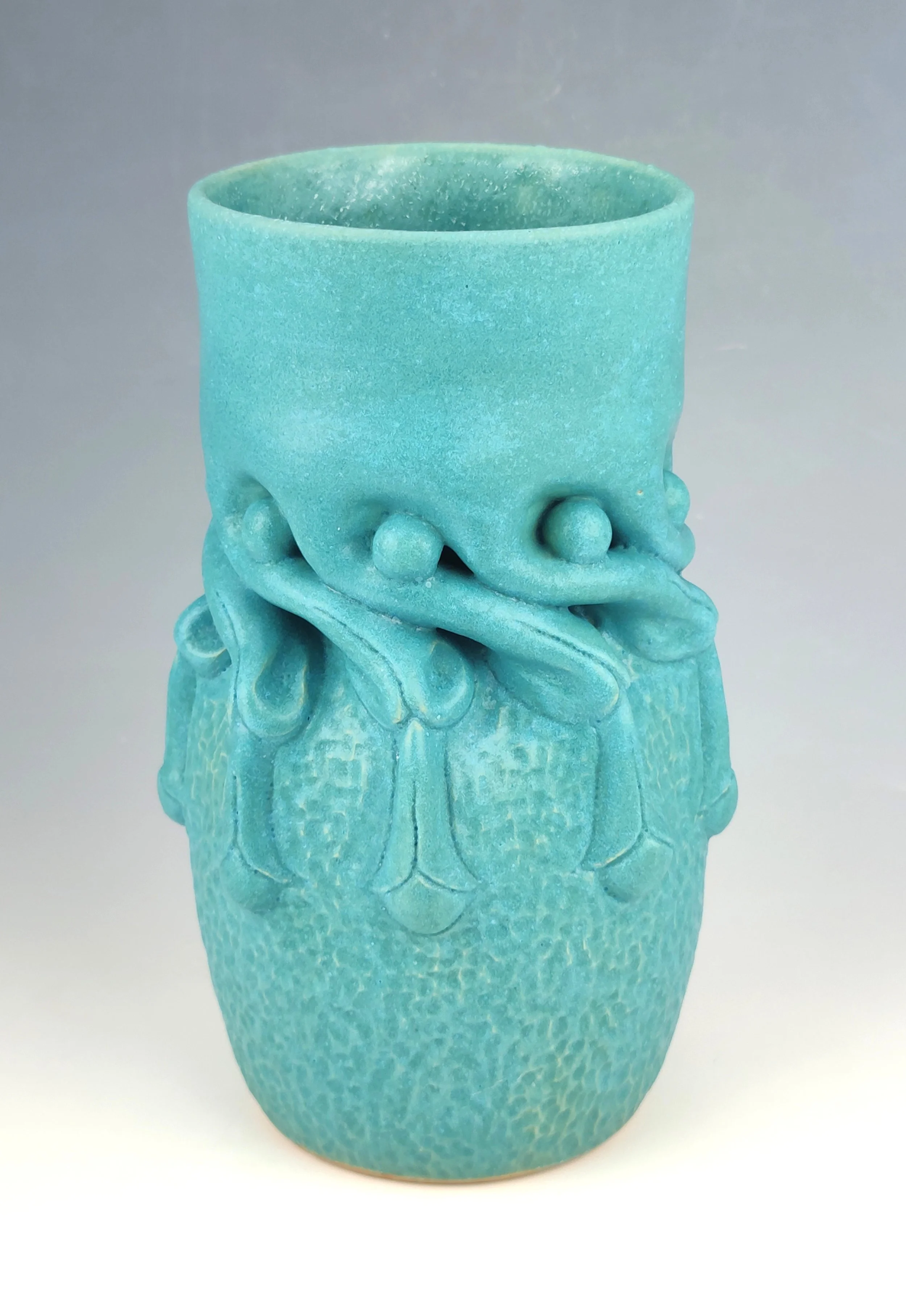 Hand-Carved Turquoise Squash Blossom Vase