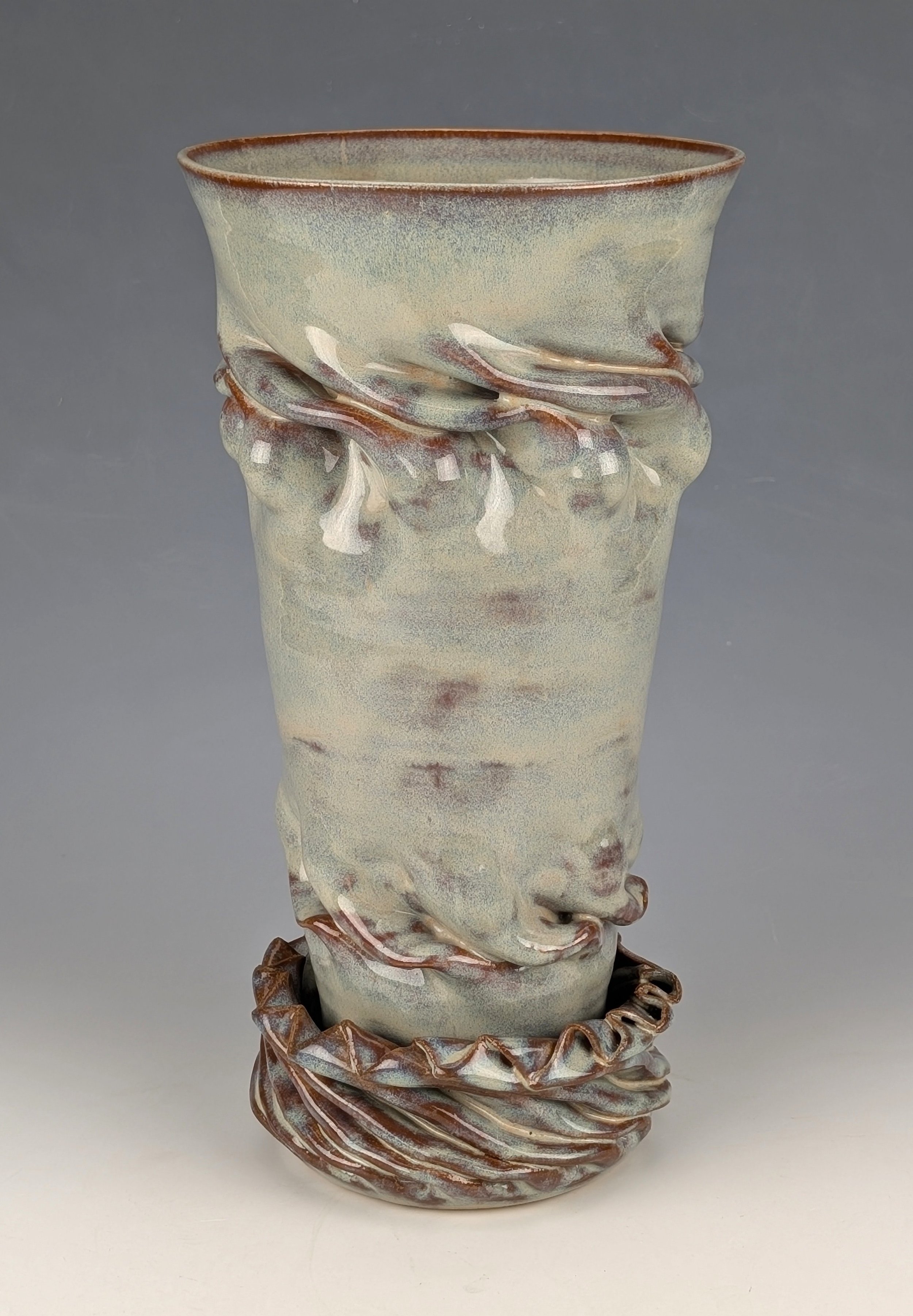 Elegant Tall Flower Vase with Custom Ruffled Saucer