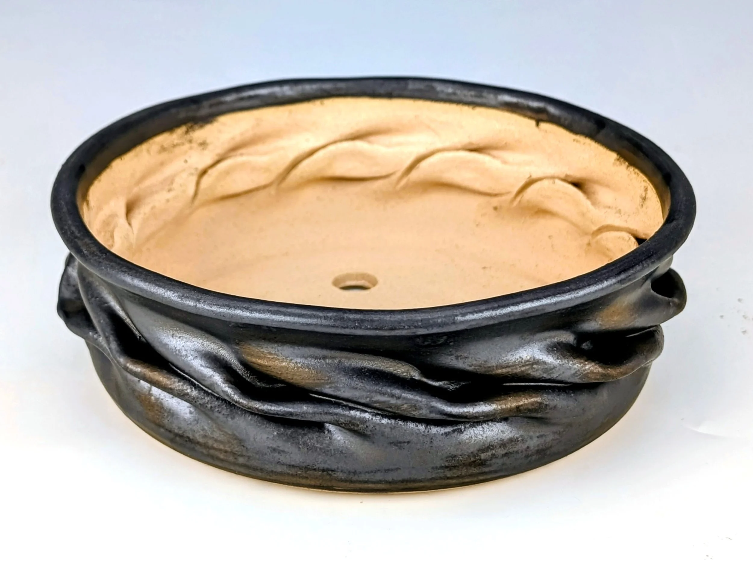 Elegant Gunmetal Bonsai Planter Pot with Clay Fold Design — CLARK HOUSE ...