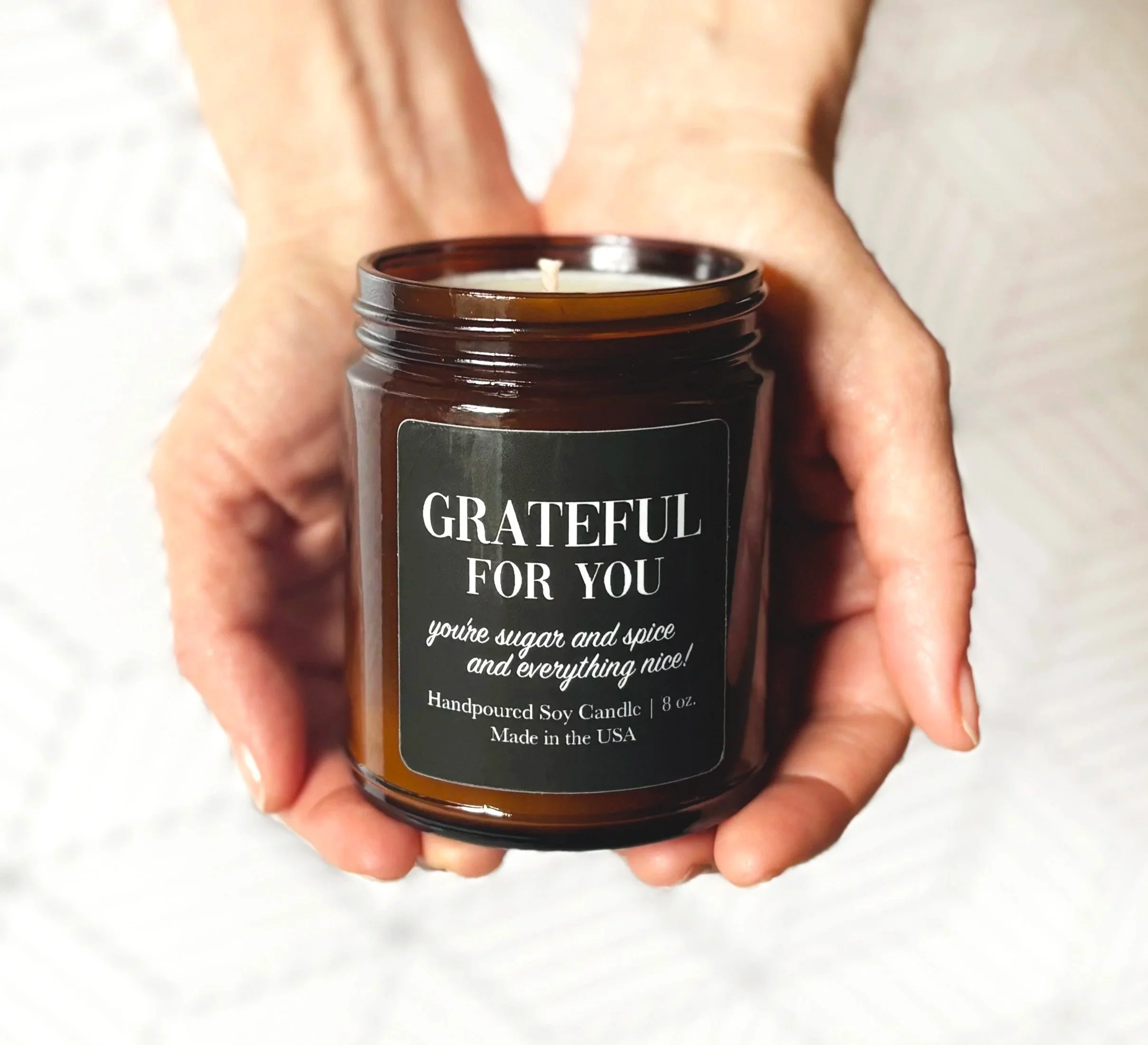 Grateful For You Soy Candle - Vanilla, Nutmeg + Spice