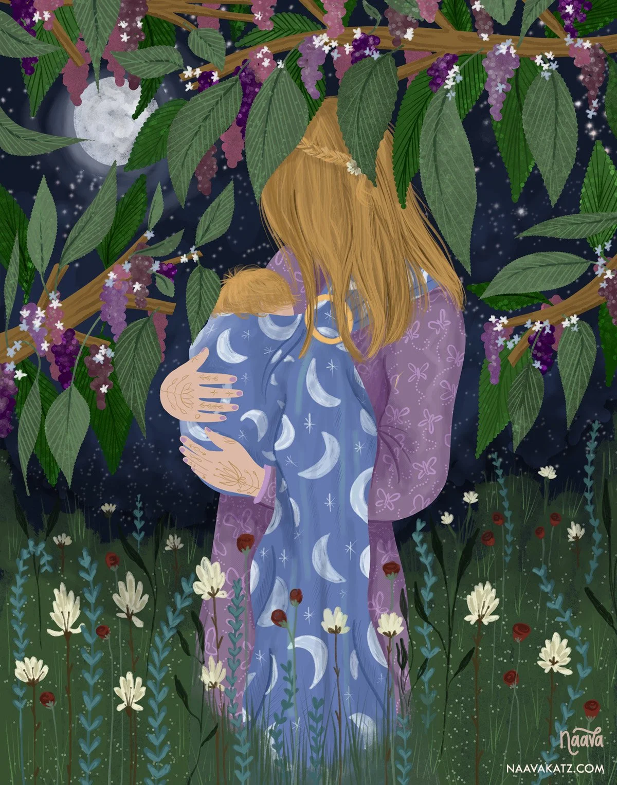 Naava Katz - Mother and Child in Magical Forest.jpg