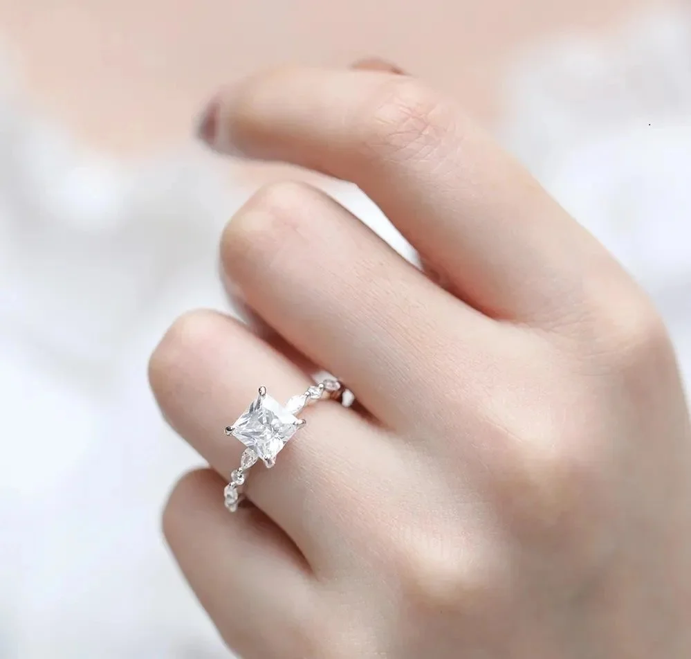 2+CT+Princess+Cut+Engagement+Ring+Silver+on+fingure.jpg