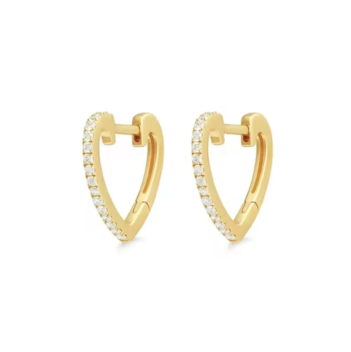 Páve Heart Huggie Earrings