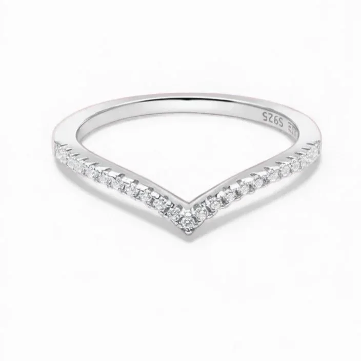 V Shaped Pavé Stacking Ring
