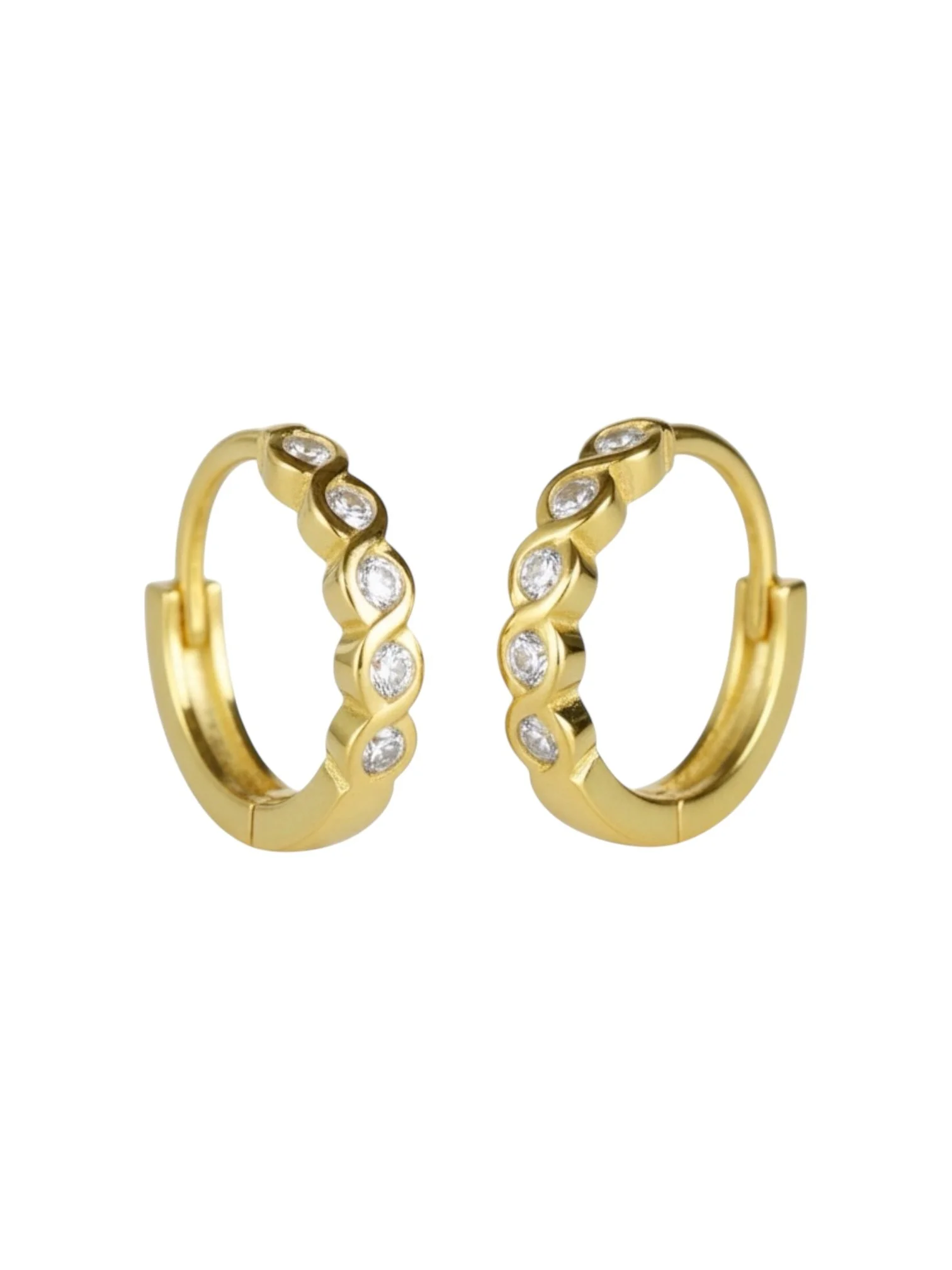 Bezel Huggie Hoop Earrings