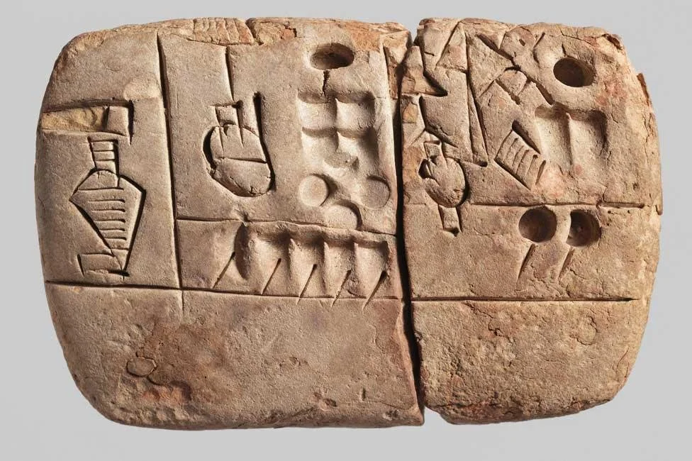 Sumerian clay tablets dated around 3000 B.C.