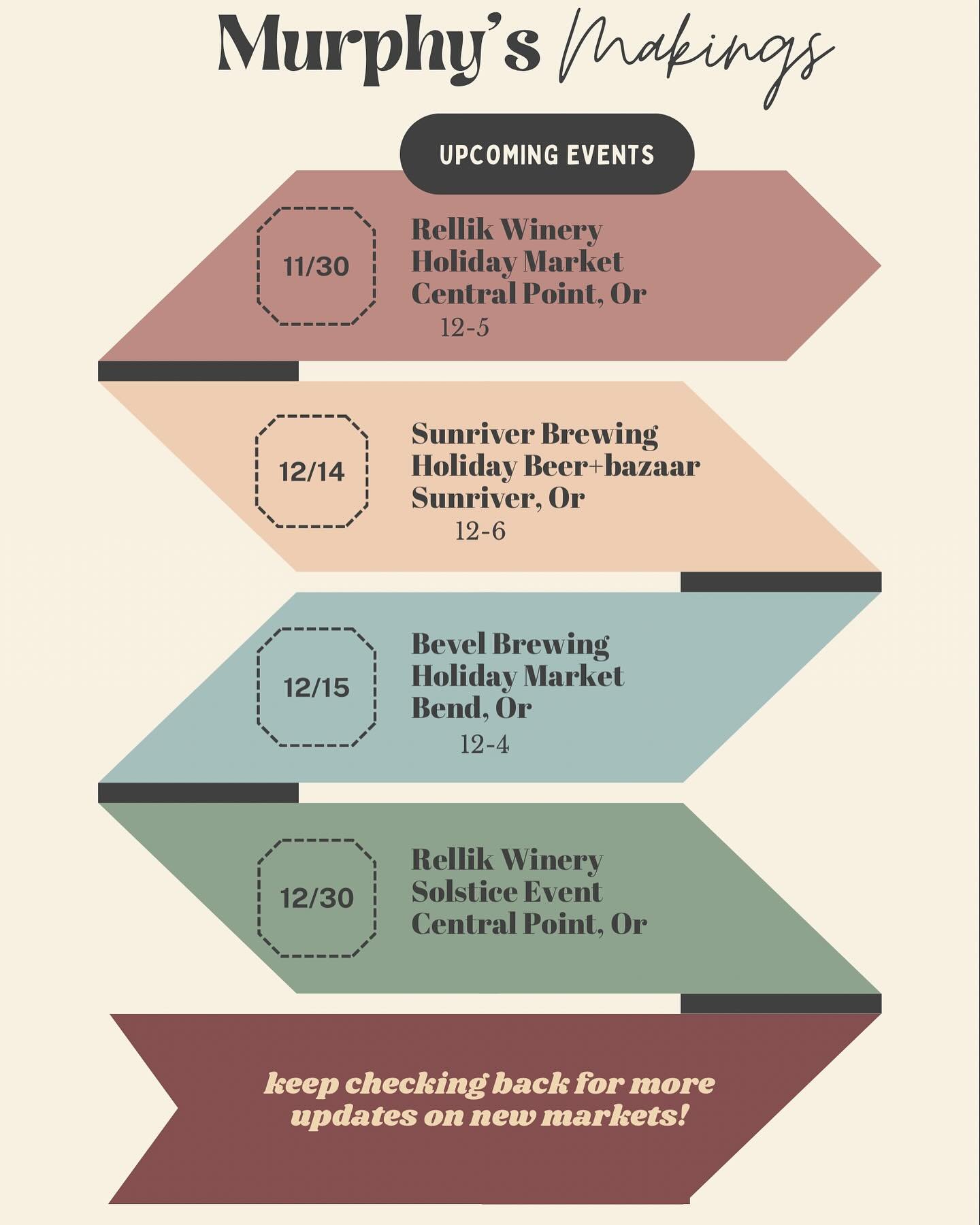 Here is the current line up of markets coming up. I&rsquo;ll keep posting when I add anything to the list. 
I really enjoyed the summer and fall season this year, but now I&rsquo;m really looking forward to this next season of crisp mornings and fluf