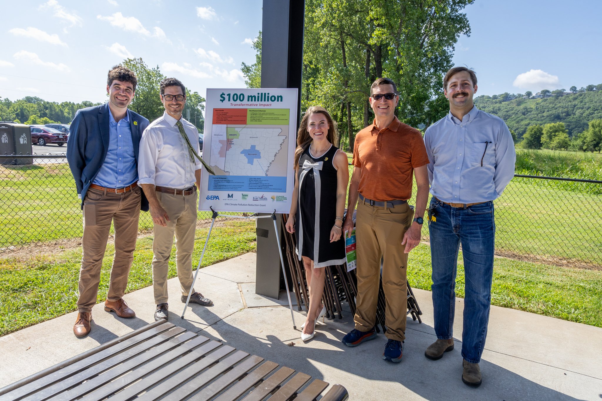 (L to R) AAEA Member Parker Higgs with Entegrity, AAEF Board Member Adam Fogleman with Pulaski County Government, AAEA and AAEF Executive Director Lauren Waldrip, AAEF Board Member Peter Nierengarten with the City of Fayetteville, AAEF Board Member
