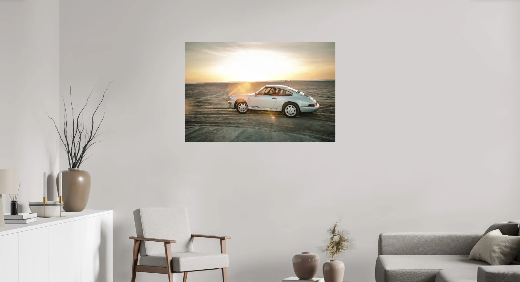 Wandfoto auf Aluminium Porsche 964 Carrera 4 im Drift