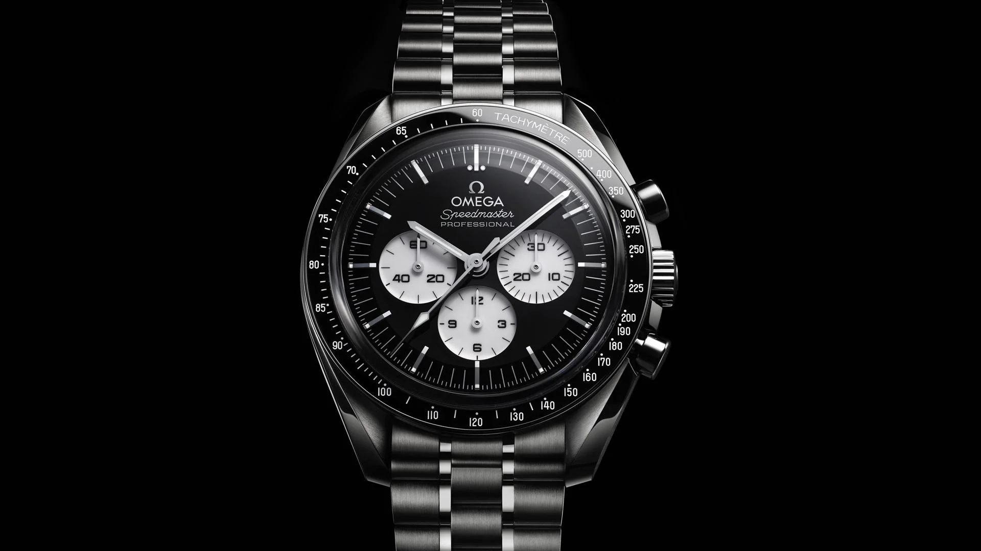 Neue Omega Speedmaster Moonwatch: Zifferblatt in Schwarz-Weiß