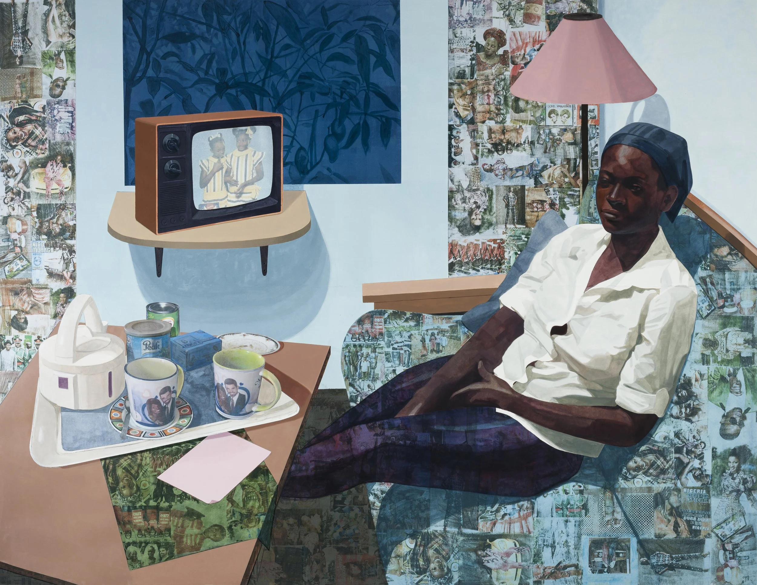 Njideka Akunyili Crosby,
Super Blue Omo, 2016.
Acrylic, transfers, colored pencil, and collage on paper
83 3/4 x 107 3/4 in
212.7 x 273.7 cm
© Njideka Akunyili Crosby
Courtesy of the artist, Victoria Miro, and David Zwirner
Photo: Peter Hauck
Norton 