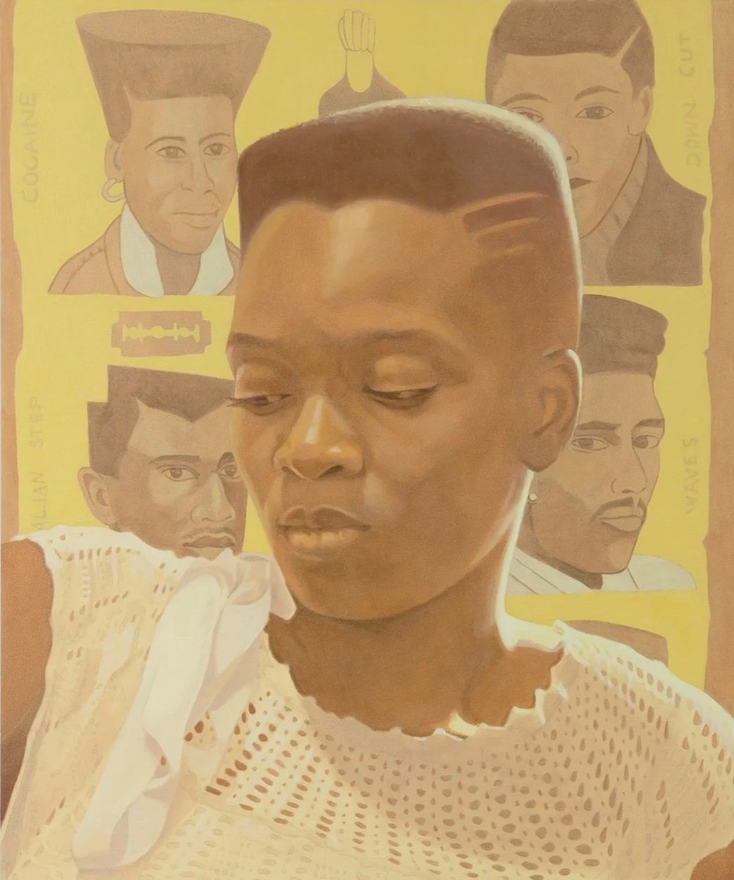 Njideka Akunyili Crosby,
American Zip, 2019.
Acrylic and oil on panel
24 x 20 inches
60.96 x 50.8 cm
© Njideka Akunyili Crosby
Courtesy the artist, Victoria Miro, and David Zwirner
Photo: Jeff McLane