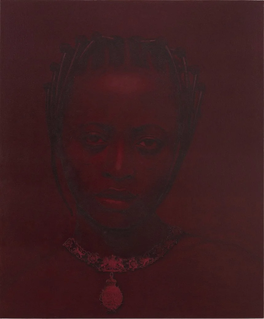 Njideka Akunyili Crosby,
For Servies to Mother Country, 2019.
Oil, acrylic, and collage on panel
20 x 24 inches
50.8 x 60.96 cm
© Njideka Akunyili Crosby
Courtesy the artist, Victoria Miro, and David Zwirner
Photo: Jeff McLane