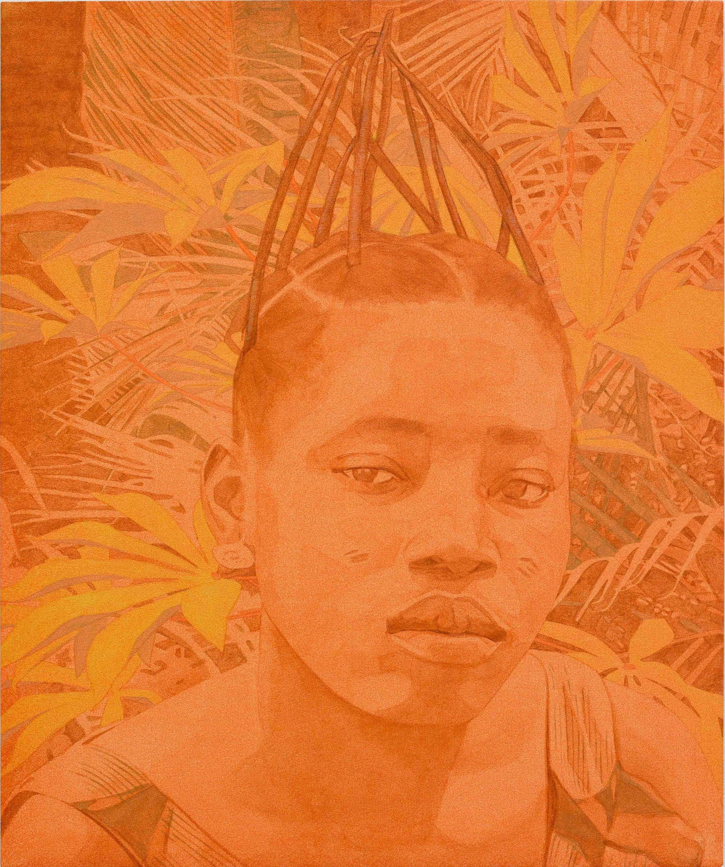 Njideka Akunyili Crosby,
Eko Skyscraper, 2019.
Acrylic and colour pencil on panel
24 x 20 inches
61 x 50.8 cm
© Njideka Akunyili Crosby
Courtesy the artist, Victoria Miro, and David Zwirner
Photo: Jack Hems