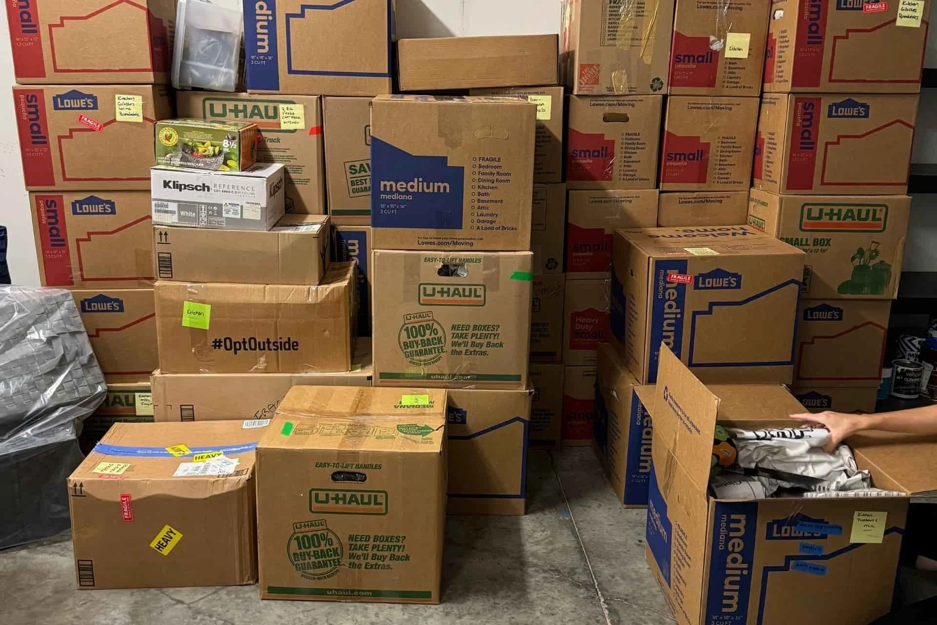 moving boxed stacked together