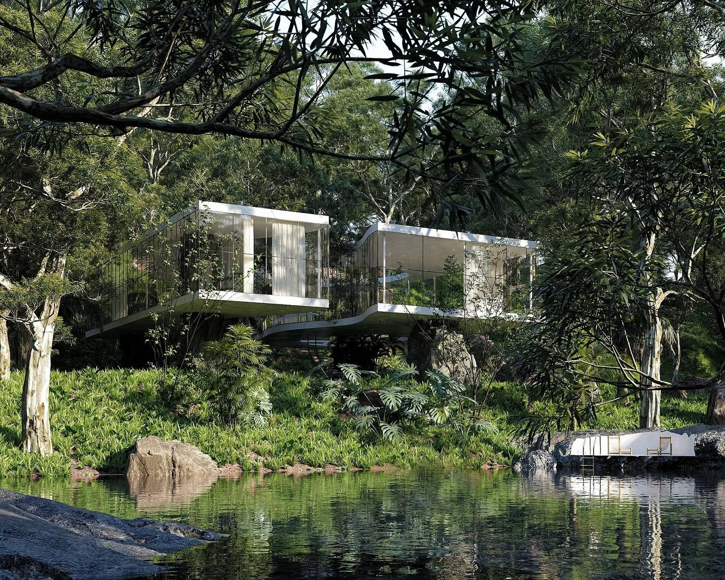 Casa Atibaia redefines how architecture coexists with nature. Designed by @charlottetaylr and @nicholaspreaud, the home is built directly around massive boulders&mdash;instead of removing them, the architects shaped the structure to fit between them.