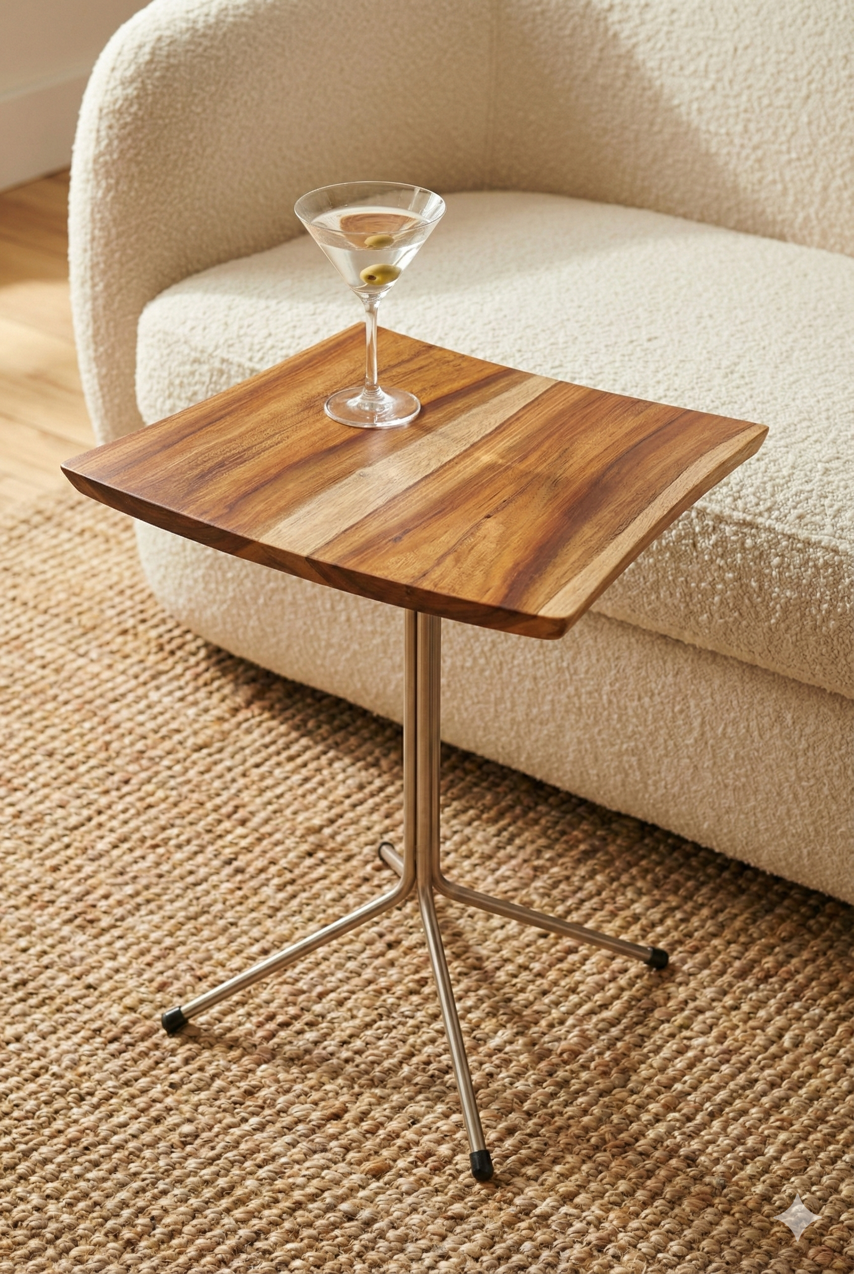 Bookmatched Canarywood mini pedestal table