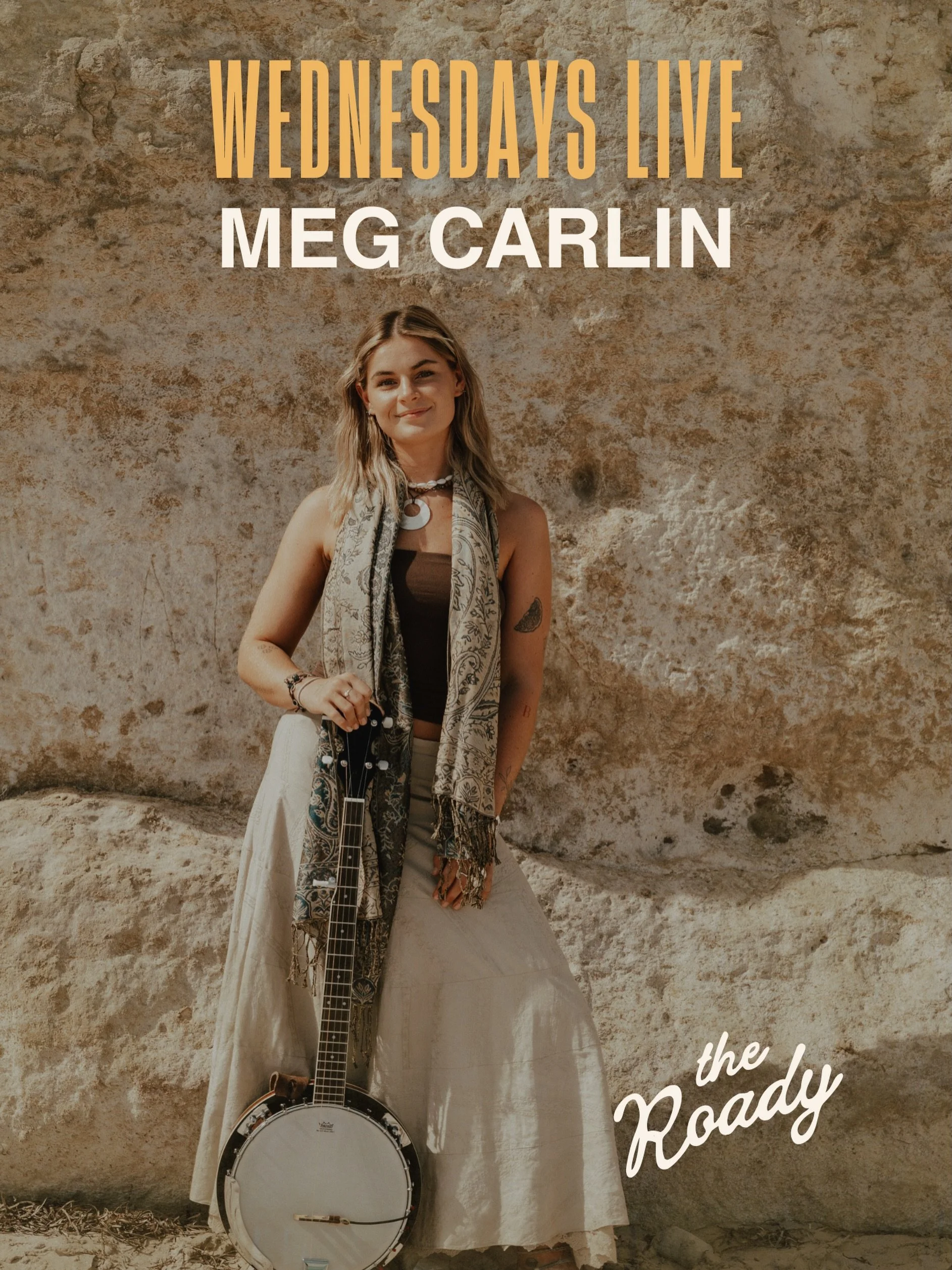 Tonight 6-8pm, visiting from South Australia, @megcarlin_ joins us at The Roady for the first time, bringing honest info-folk, warm vocals, and stripped-back acoustic sounds 🎶 🌴