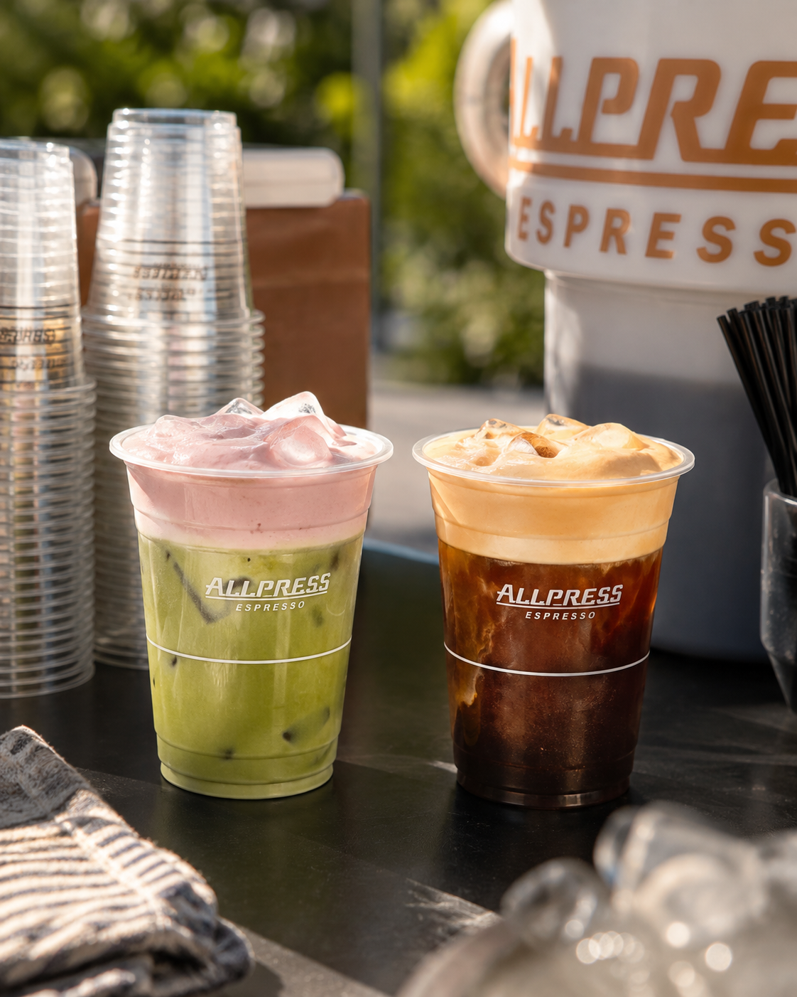 Foam topped drinks from Allpress at the Roadhouse Perk Up Byron Event