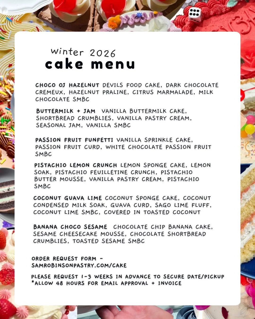 Hey ya&rsquo;ll!! I&rsquo;m becoming so computer savvy and have updated my website to include the current cake menu and cake request form as well as tempering and storage info! Please feel free to email me with any larger scale catering and event nee