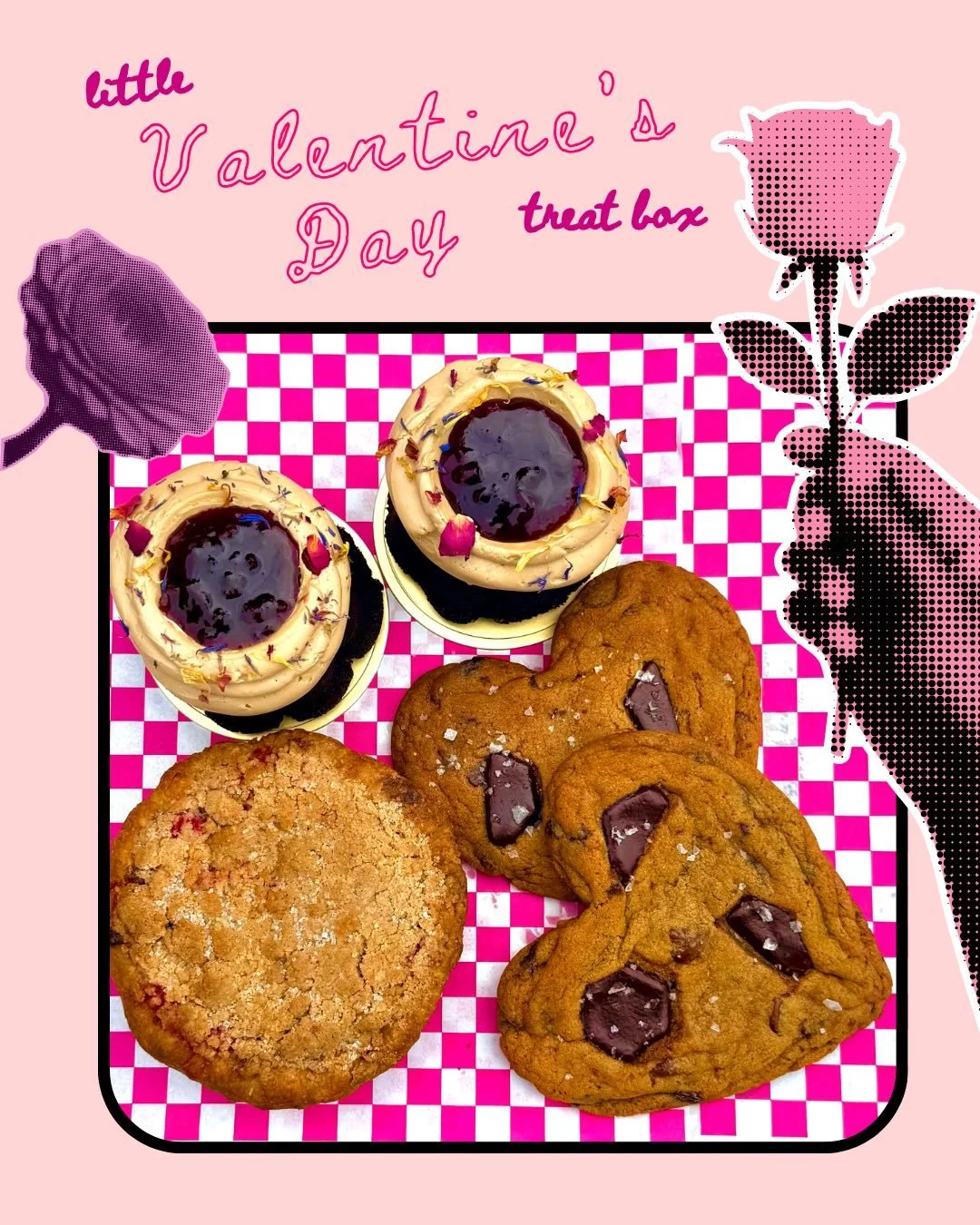 💋🧑&zwj;🍳 little Valentine&rsquo;s Day treat boxes are available to pre-order. They are just enough for two 2️⃣! 2 chocolate mini bundt cakes filled with chocolate custard and topped with espresso buttercream and cherry preserves, 2 chocolate chunk