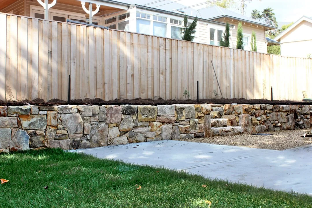 sandstone garden retaining wall