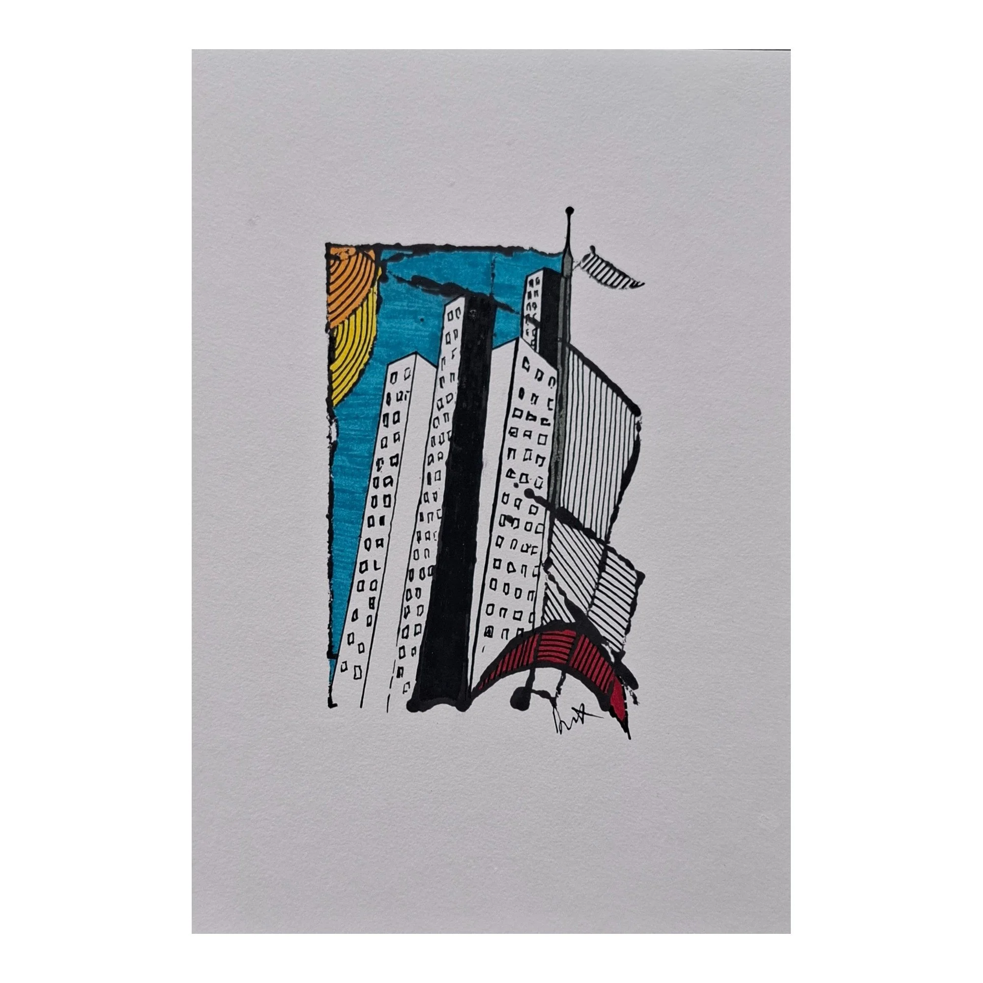 City Heights : 30 x 21 cm : Ink & pen on paper : $120