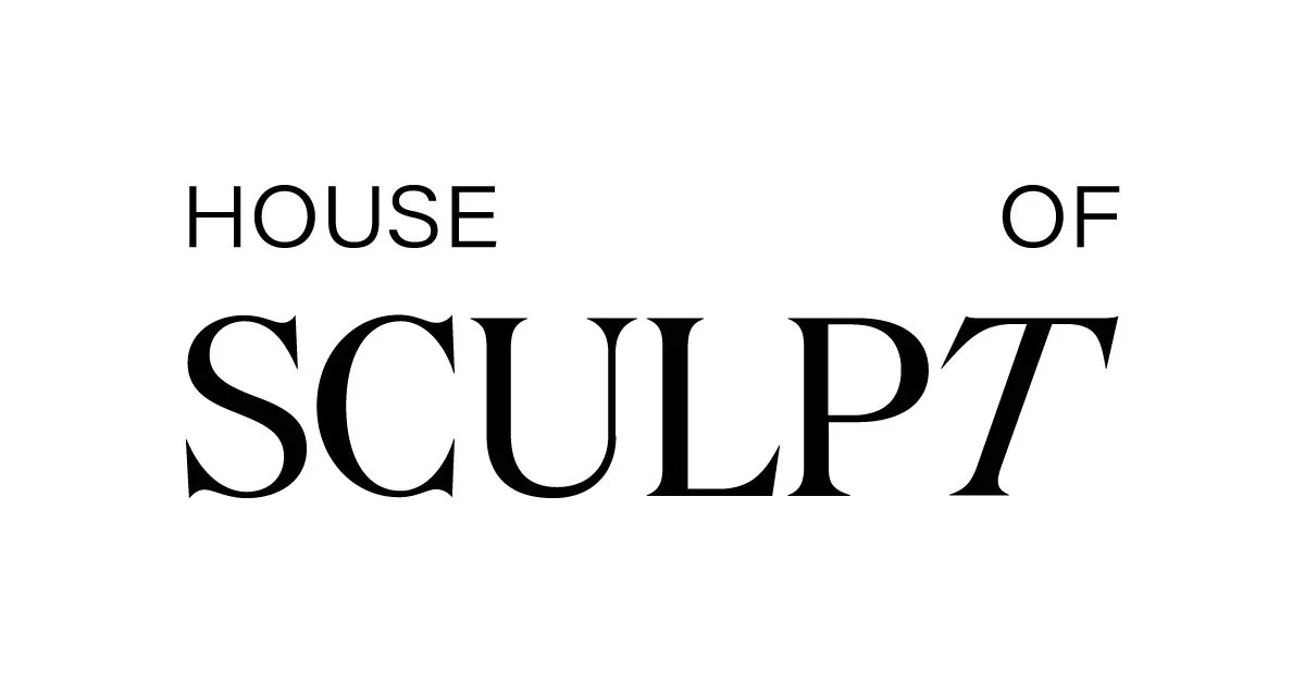 Text reads 'House of Sculpt' in black on white background with varied typography.
