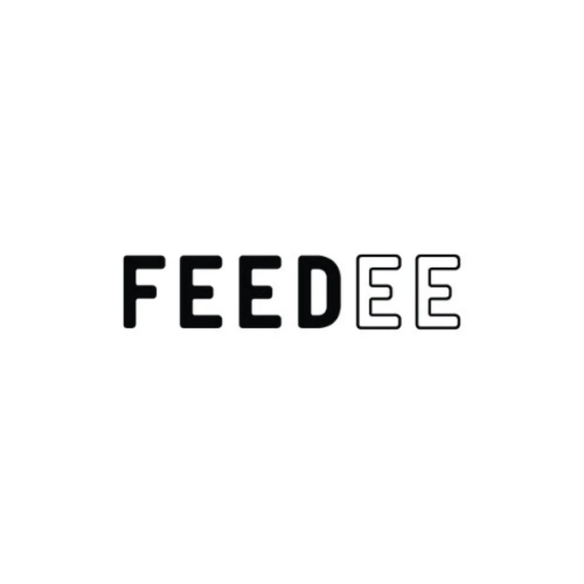 The word 'FEED' written in bold capital black letters, followed by the letters 'EE' outlined in black, on a white background.