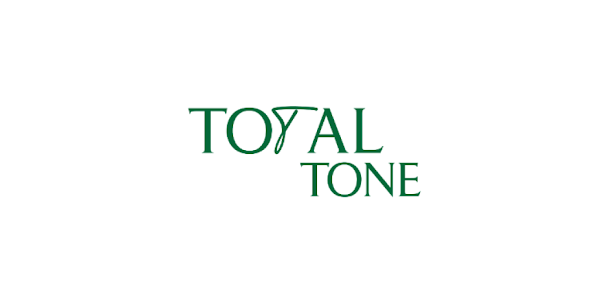 Logo with the words 'TOTAL TONE' in green font against a white background.