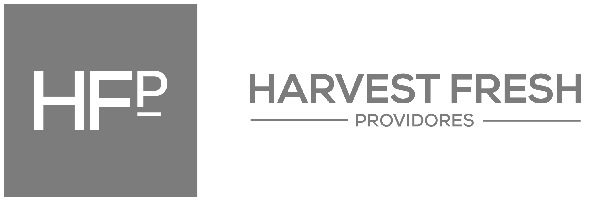 Hef Harvest Fresh Providers logo with gray background and black and gray text