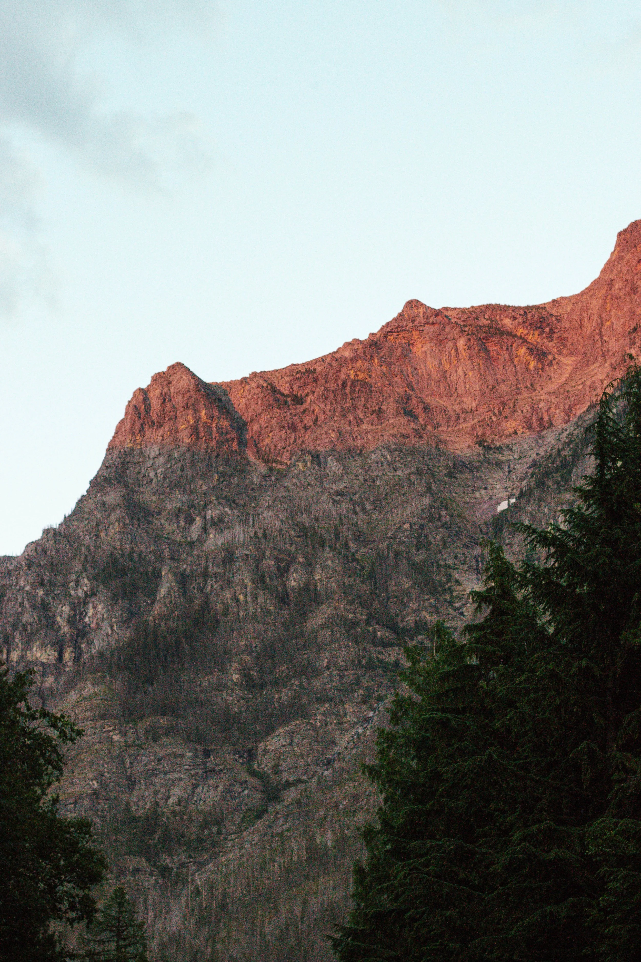 sunset on mountain in glacier national park
