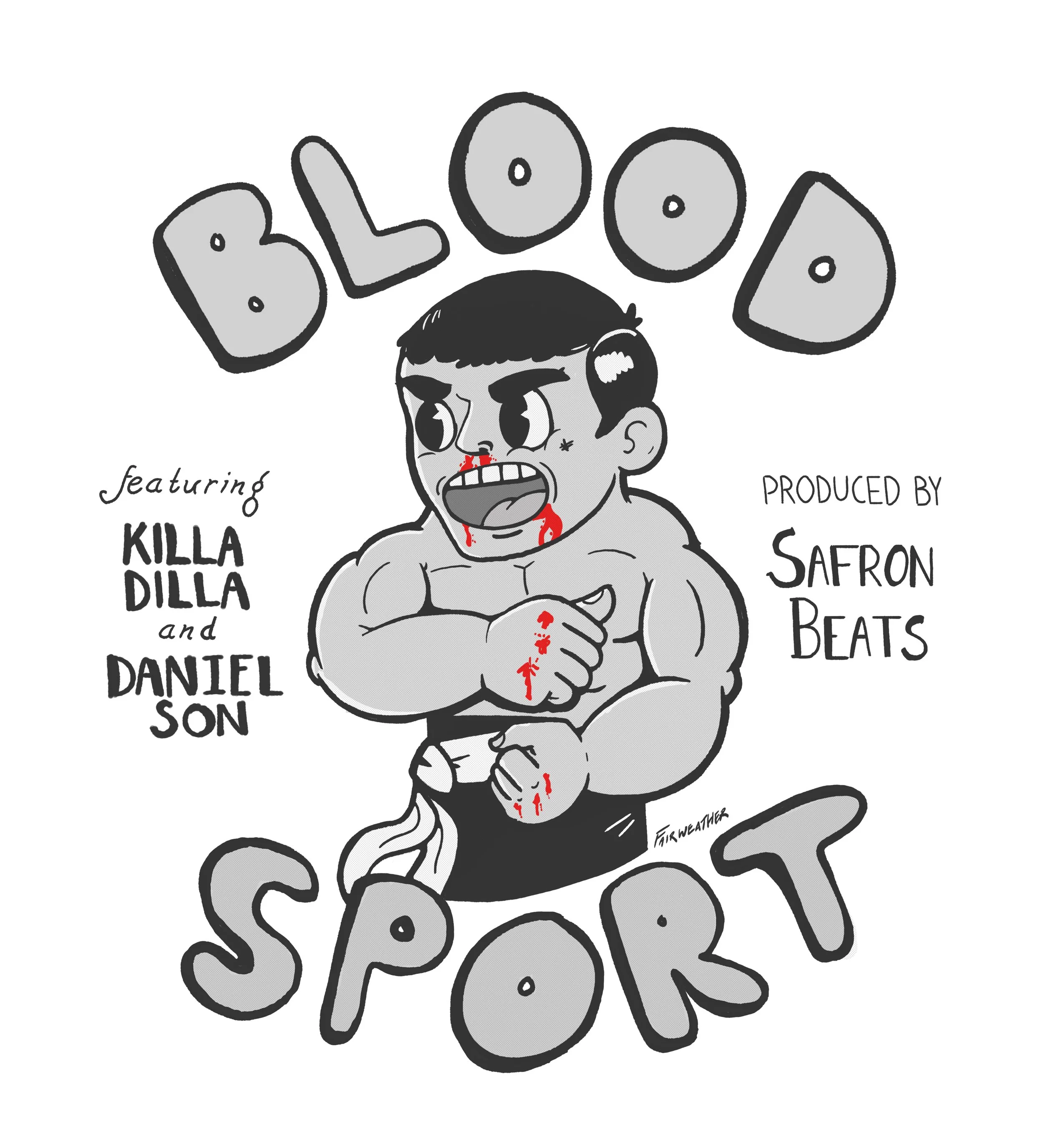 Cover for a rap single, Bloodsport featuring Killa Dilla and Daniel Son. Produced by Safron Beats in Calgary, Alberta.