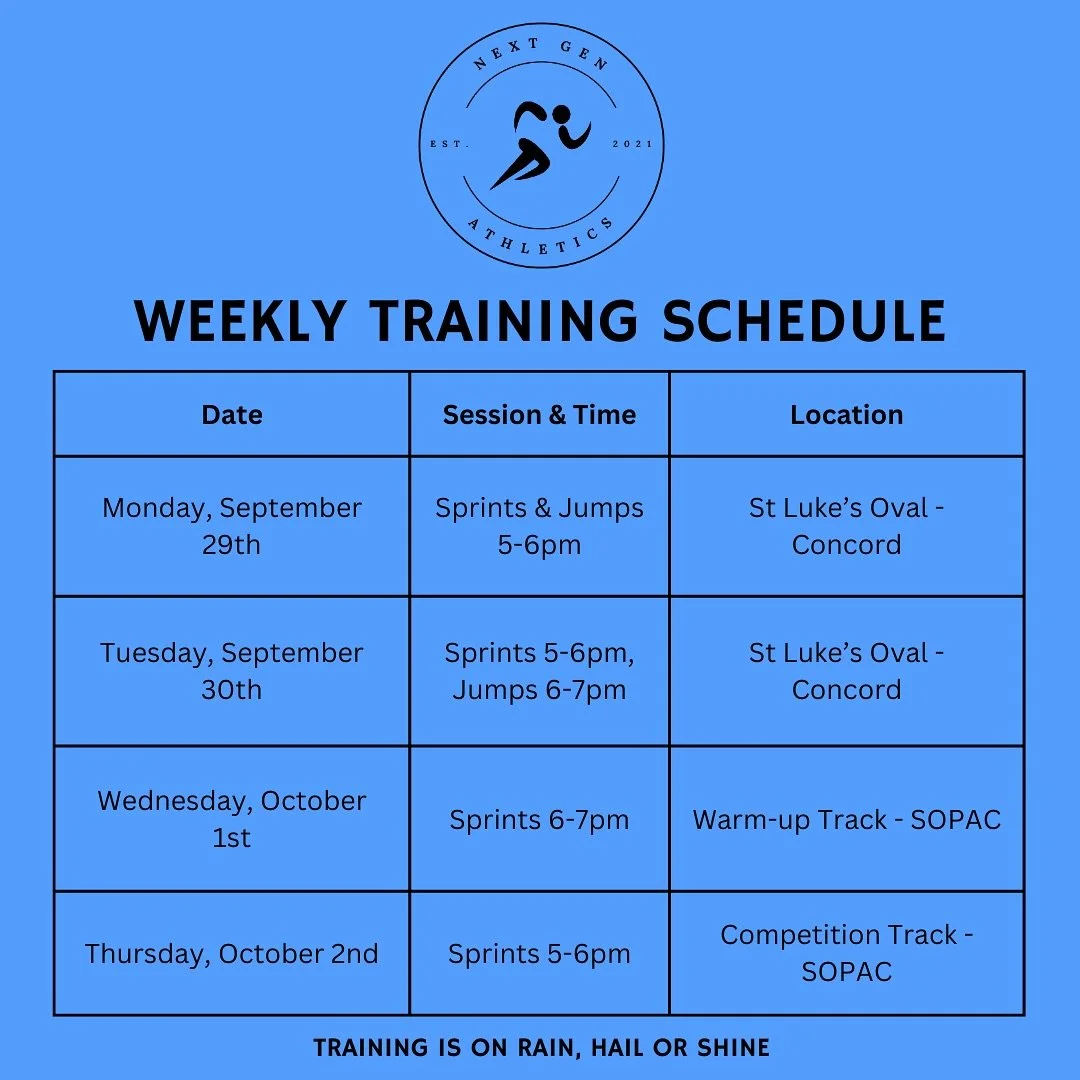 Holiday Training Week 1! 🚀

It&rsquo;s the first week of school holidays, and while the All-Schools Championships are on this weekend, training for the squad keeps rolling. 💪🏼

👉🏼 Monday + Tuesday sessions will be at St Luke&rsquo;s Oval, Concor