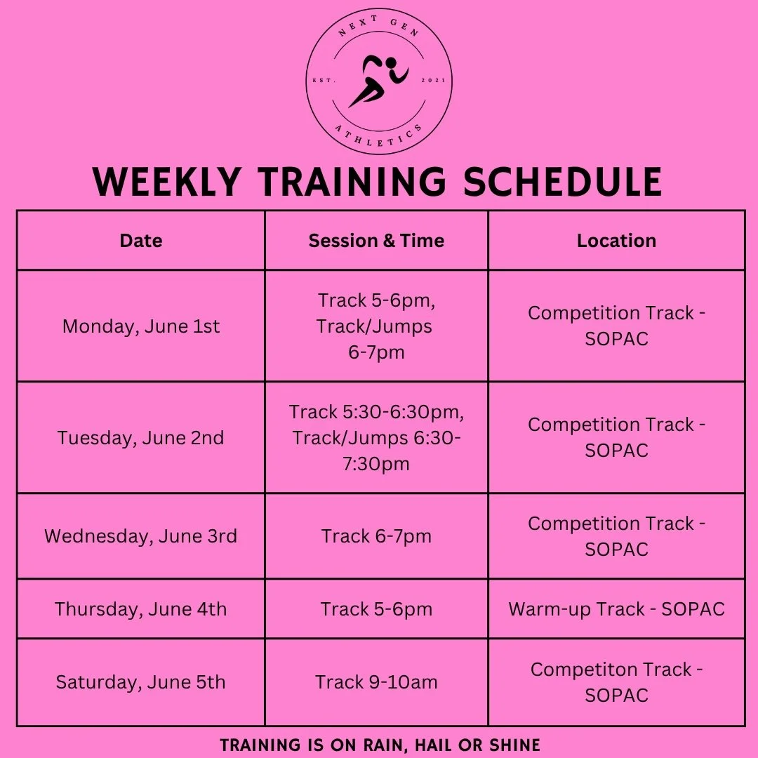 Another big week of training ahead for the Next Gen athletes 🔥

One exciting change this week is that we&rsquo;ll be doing more sessions on the competition track. Not only does it give athletes the chance to get comfortable in a competition environm