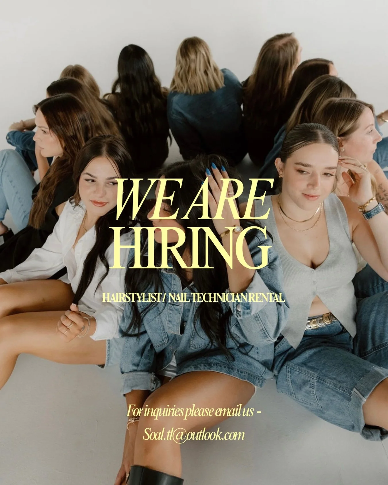 💣 WE&rsquo;RE HIRING 💣

Interested in taking the next step in your career and looking to rent?

We are looking for both Nail Technicians &amp; Hairstylists interested in a rental opportunity at Soal ❤️&zwj;🔥
If you&rsquo;re a motivated, client-foc