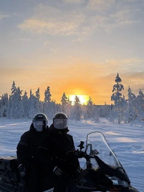 Private Snowmobile Adventure on the Fell Lapland forest.