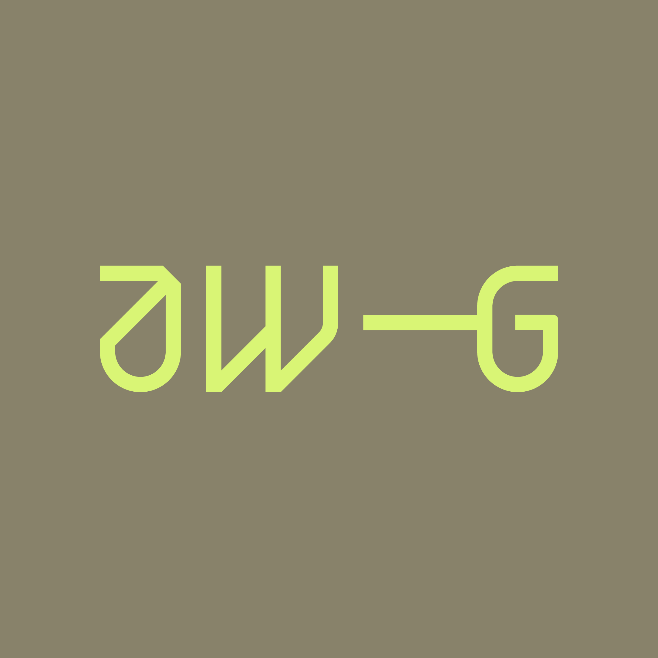Olive Hintergrund mit gelbem Text: ÐW-G, modern und stilisiert dargestellt.
